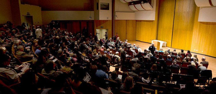 The packed Fresno State Concert Hall awaits the start of a program.