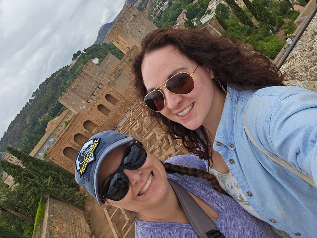 Juanita Marple-Heffner and a friend at an Alcazaba