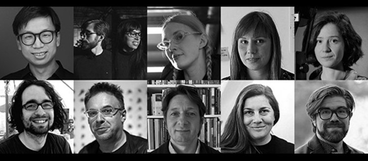 Black and white headshot photos of the presenters in the Art Education Lecture Series.