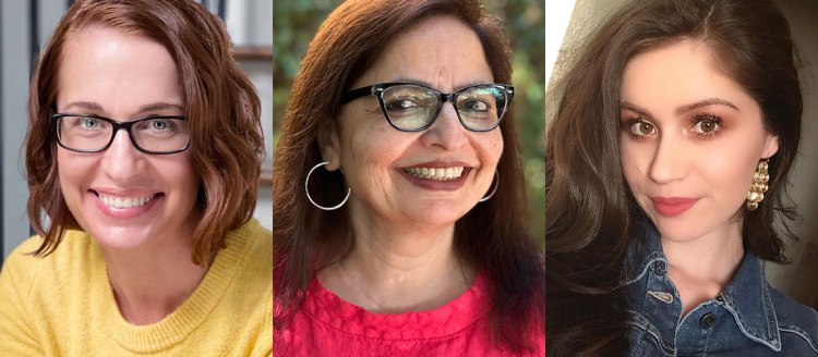 From left, Fresno State MFA alumni Tiffany Crum, Samina Najmi, and Delaney R. Whitebird Olmo have all announced their debut books will be published in 2025.