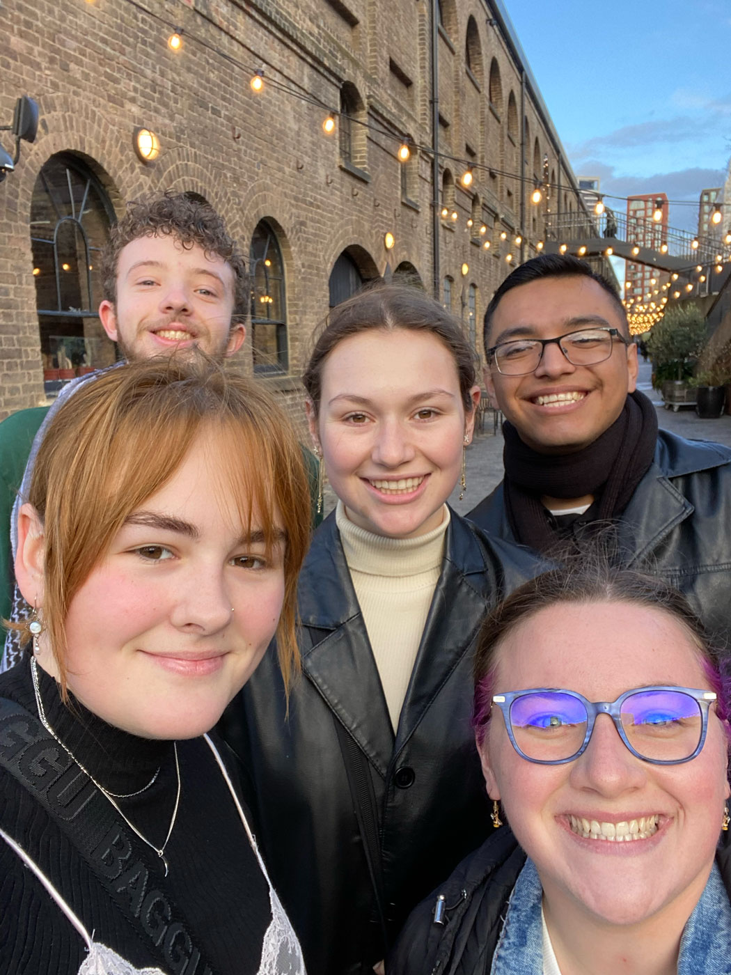 Celeste Jones and fellow students in London