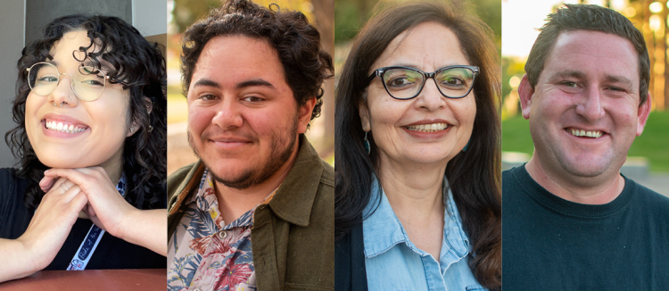 From left, MFA students Vanessa Gonzalez, Stefan Leiva, Samina Najmi, and Jacob Simmons.