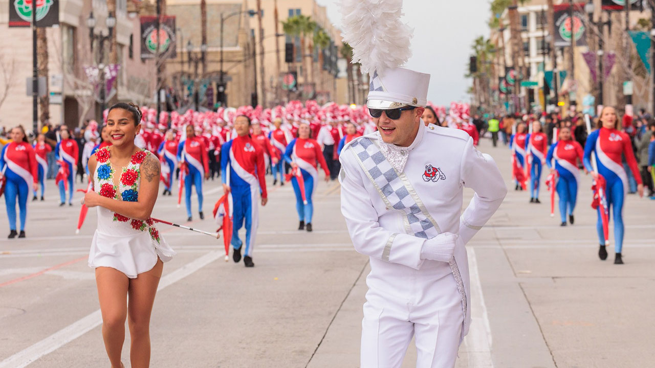 Drum Major takes a bow at the 2023 Rose Parade