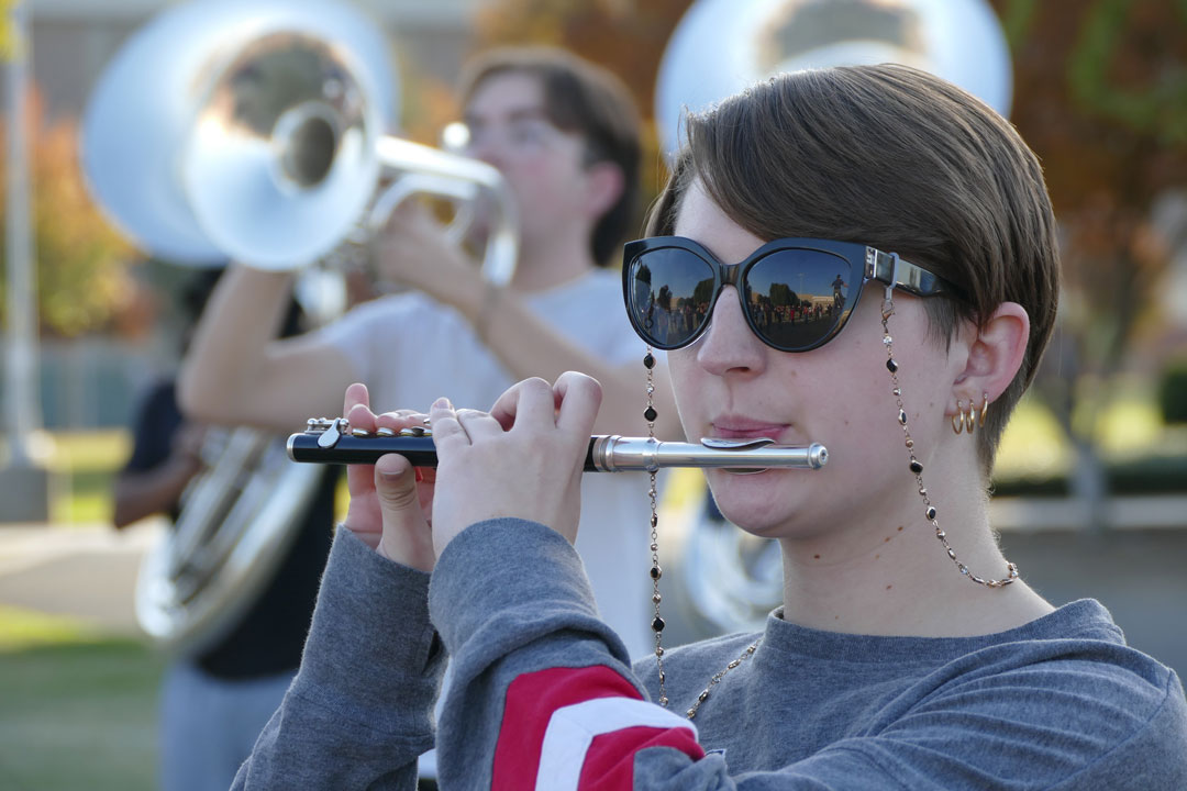 Piccolo player Elli Lyznick during practice.