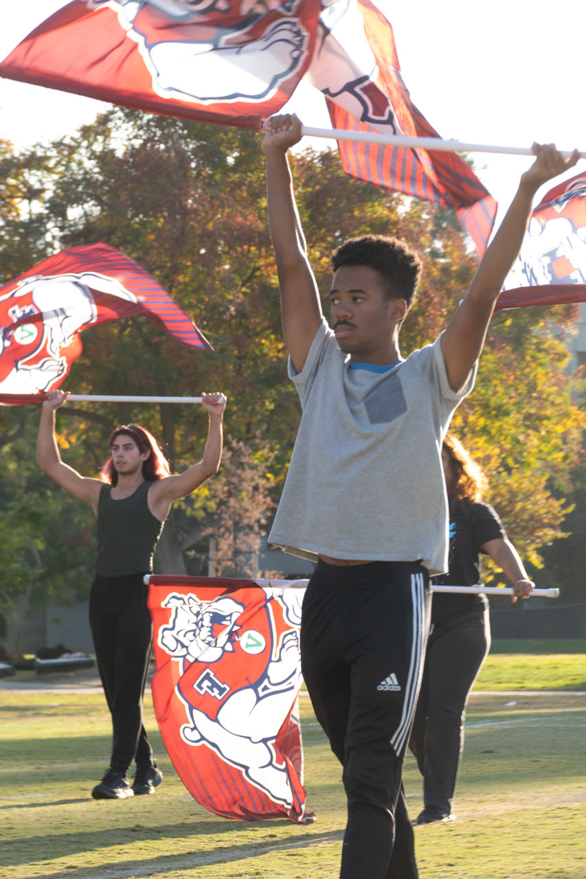 Color Guard member Caleb Benson during practice.