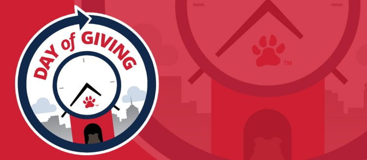 Day of Giving circular logo on a red background.