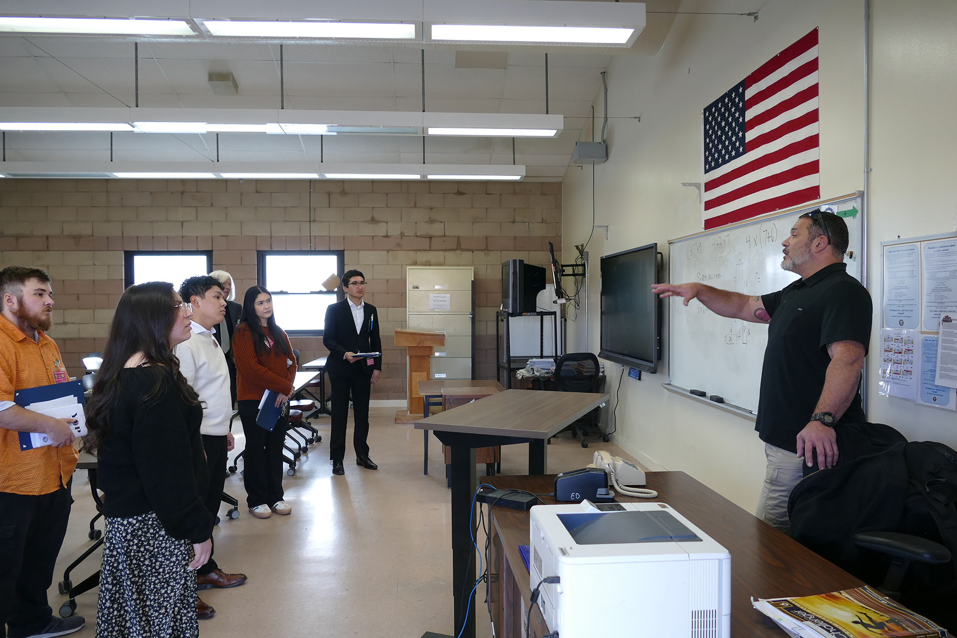 Fresno State debate students tour the Valley State Prison classrooms.